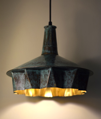 Pintuck Lamp 01 - Green patina by Sahil & Sarthak